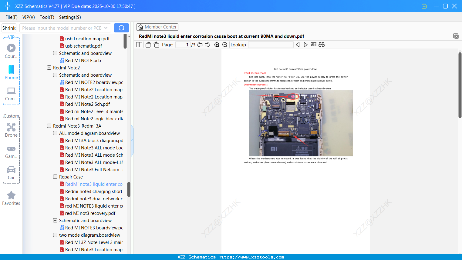 Xiaomi RedMi Note3 Liquid Enter Corrosion Cause Boot At Current 90MA And Down